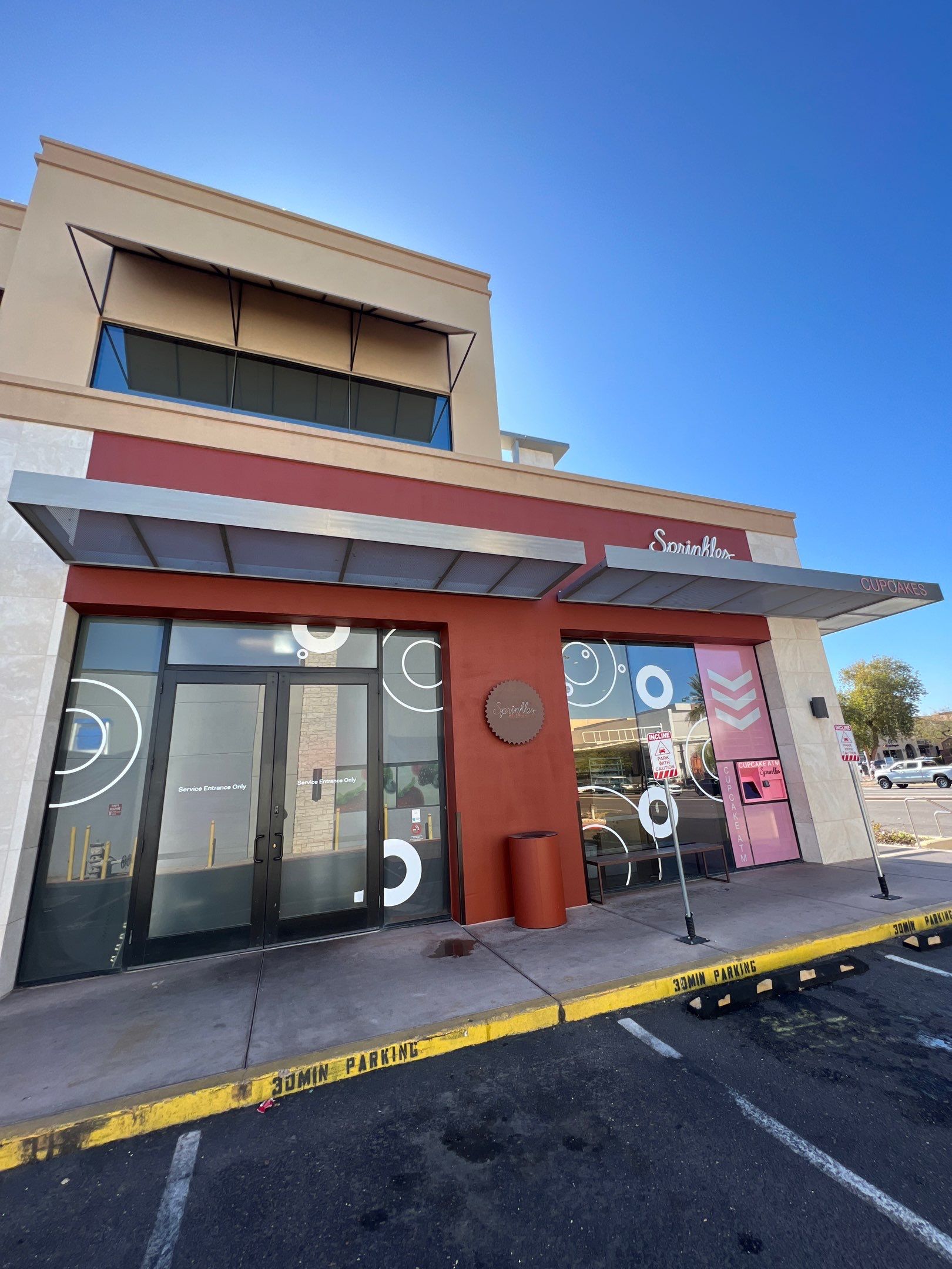 Commercial building exterior after painting