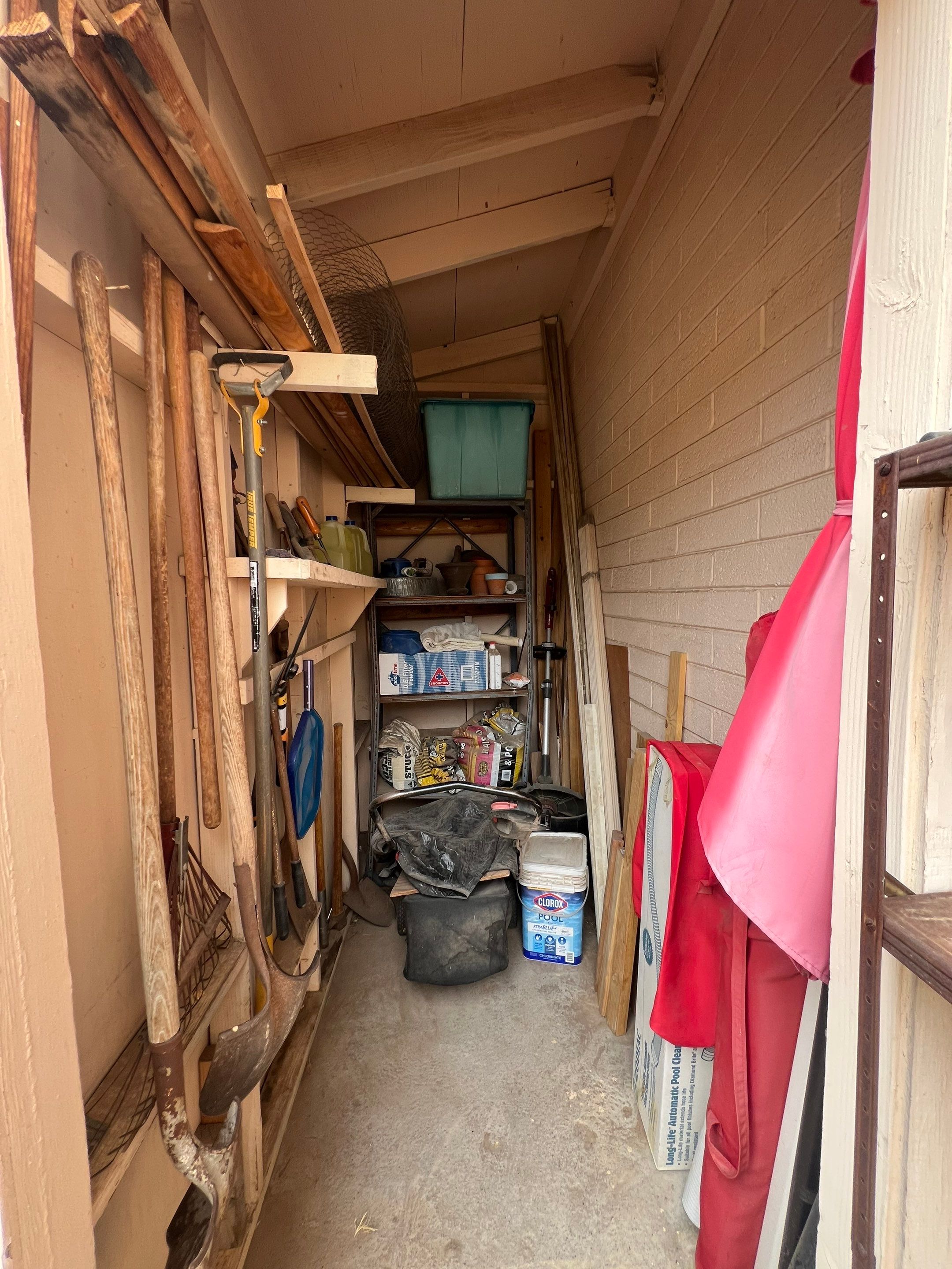 Shed interior before painting